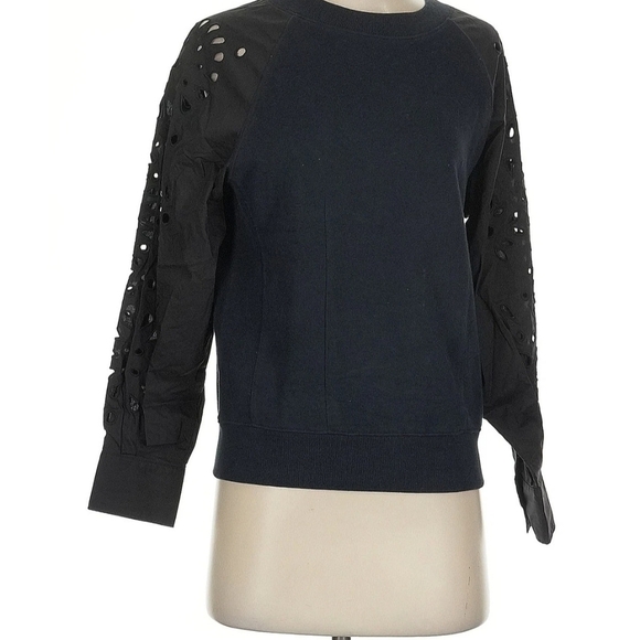 Thakoon Black Ballon Eyelet Sleeve Sweatshirt Size XS - Picture 4 of 9
